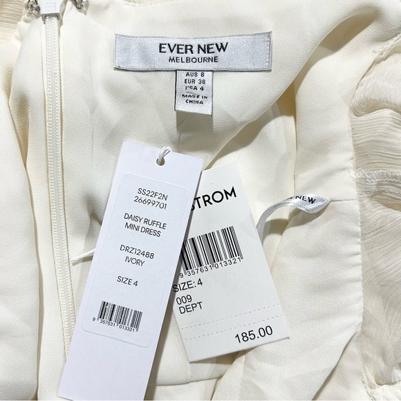 NWT Ever New Melbourne Daisy Ruffle Mini Dress in Ivory 4 - Picture 8 of 8